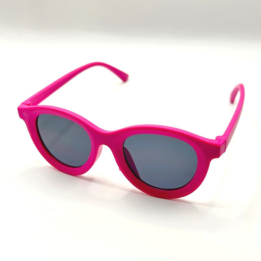 Kids Sunglasses OS Pink Round Frame UV Protection Vacation Beach Summer Travel